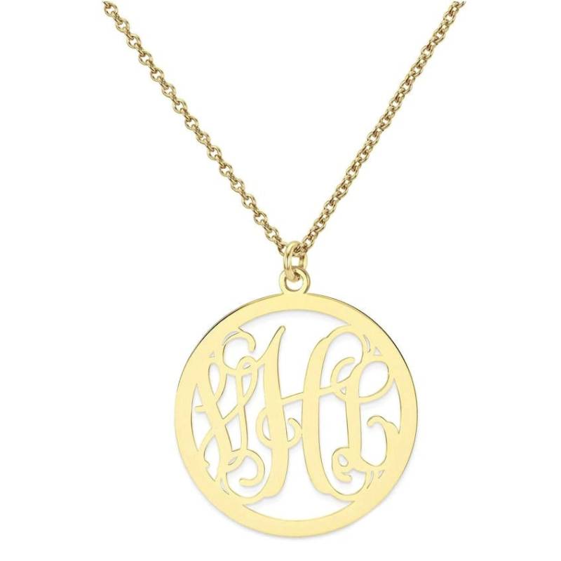 Initialen Monogramm Kette - 1" Jede Initiale Gold Halskette in 18K Gelbgold Vergoldet 925 Sterling Silber Nickelfrei von YMCpersonalization