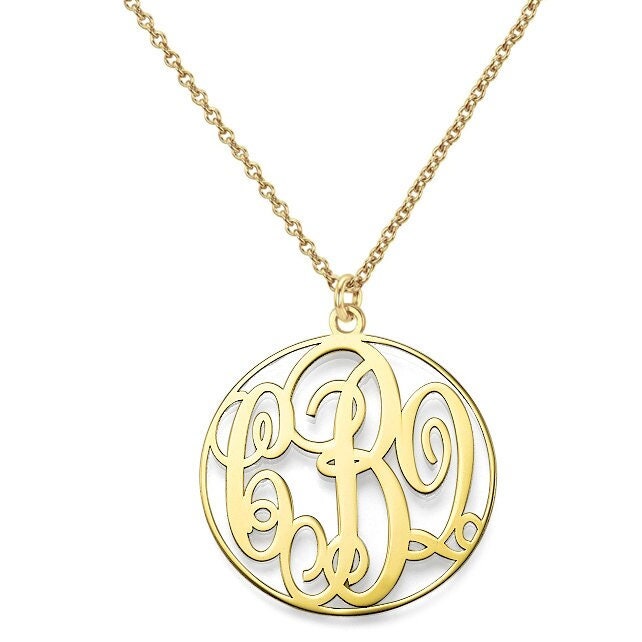 Initialen Monogramm Kette - 1" Jede Initiale Gold Halskette in 18K Gelbgold Vergoldet 925 Sterling Silber Nickelfrei von YMCpersonalization