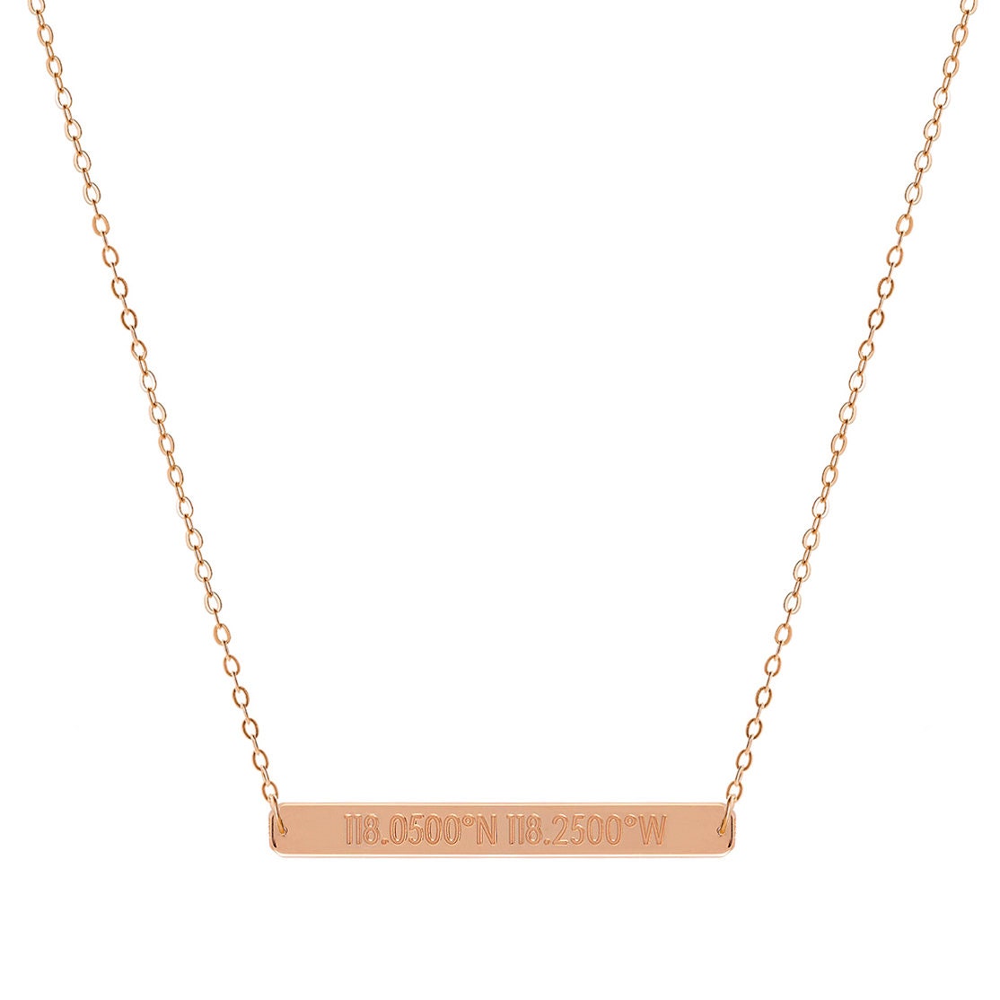 Latitude Longitude Coordinate 2 Zoll Bar Anhänger Center in 18 K Rose Vergoldet 925 Sterling Silber Nickel Frei Latitude Longitude Coordinate 2 Zoll Bar Anhänger Center in 18 K Rose Vergoldet 925 Sterling Silber Nickel Frei von YMCpersonalization