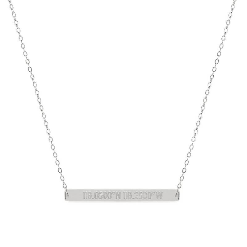 Latitude Longitude Coordinate 2 Zoll Bar Anhänger Center in 925 Sterling Silber Nickel Frei von YMCpersonalization