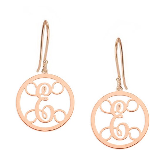 Nach Maß Monogramm Ohrringe, Personalisierte Initialen Ohrringe in 18K Gelb Gold Überzogen 925 Sterling Silber Nickel Frei von YMCpersonalization