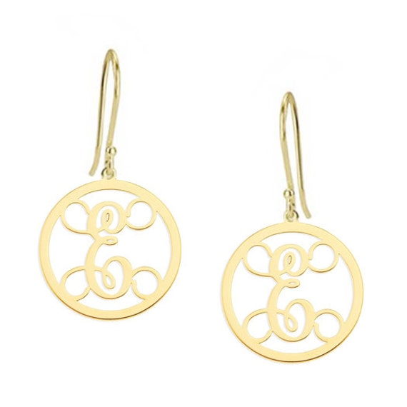 Nach Maß Monogramm Ohrringe, Personalisierte Initialen Ohrringe in 18K Gelb Gold Vergoldet 925 Sterling Silber Nickelfrei von YMCpersonalization