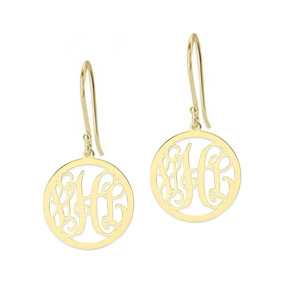 Nach Maß Monogramm Ohrringe, Personalisierte Initialen Ohrringe in 18K Gelb Gold Vergoldet 925 Sterling Silber Nickelfrei von YMCpersonalization