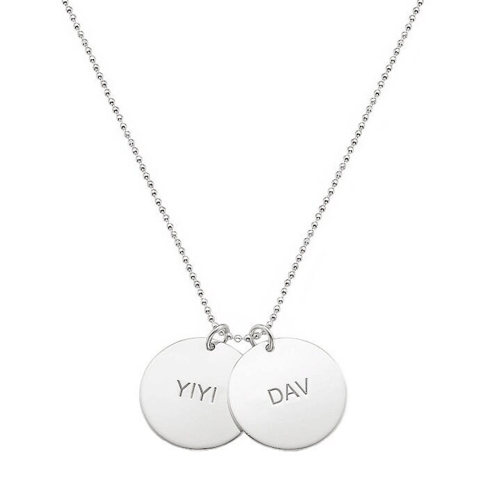 Namensscheibe 3/4" Scheibe Namensschild Halskette - Personalisieren Sie Silber in 925 Sterling Nickelfrei von YMCpersonalization