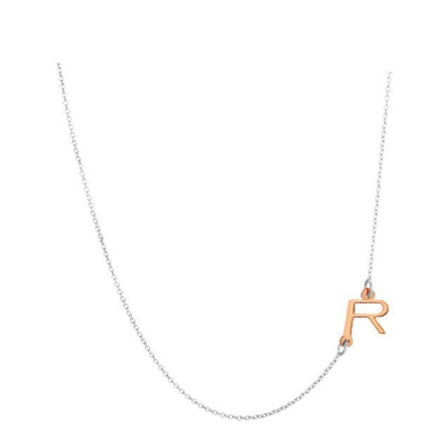 Personalisiere Seitlich Initiale Kette 1/2" Jeder Handgemachte Anhänger in Two Tone 925 Sterling Silber Nickelfrei von YMCpersonalization