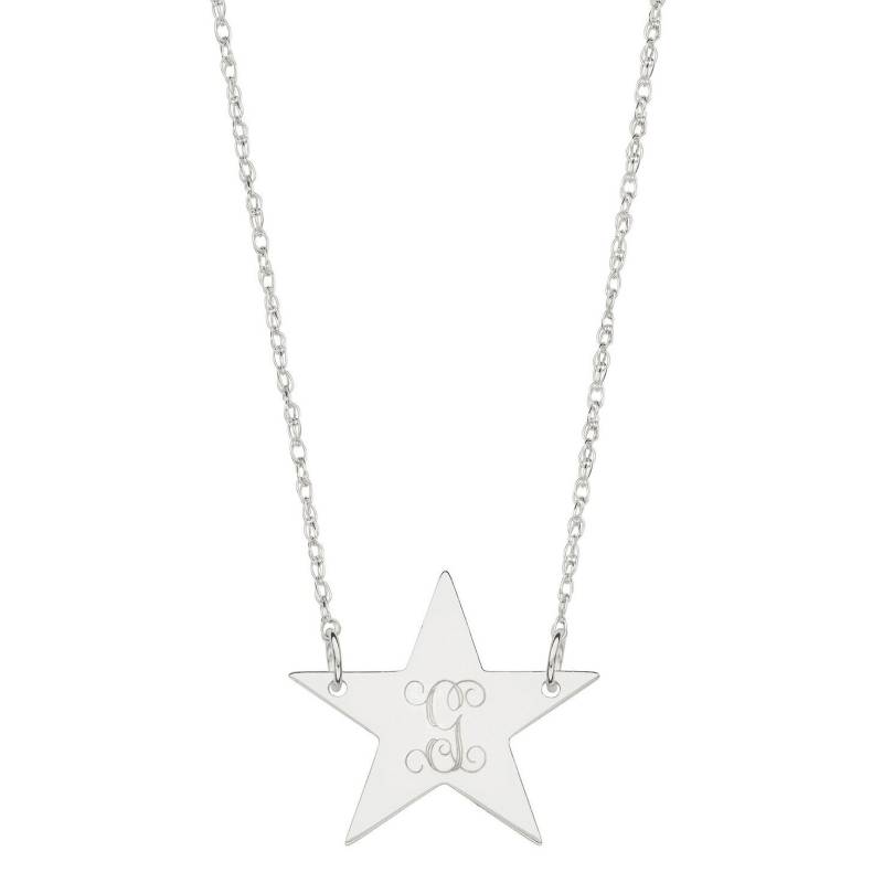 Personalisierte 18K Gold 3/4" Stern Scheibe Halskette Monogramm Initial Handarbeit Anhänger in 925 Sterling Silber Nickelfrei von YMCpersonalization