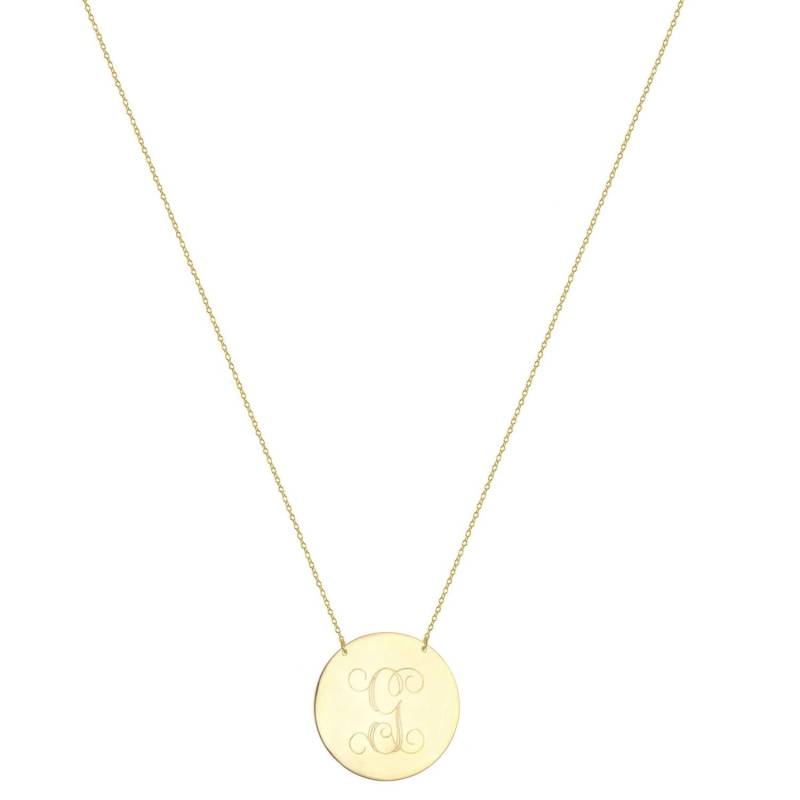 Personalisierte 18K Gold Disc Halskette Monogramm Initial Handarbeit Anhänger in Gelbgold Vergoldet 925 Sterling Silber Nickelfrei von YMCpersonalization