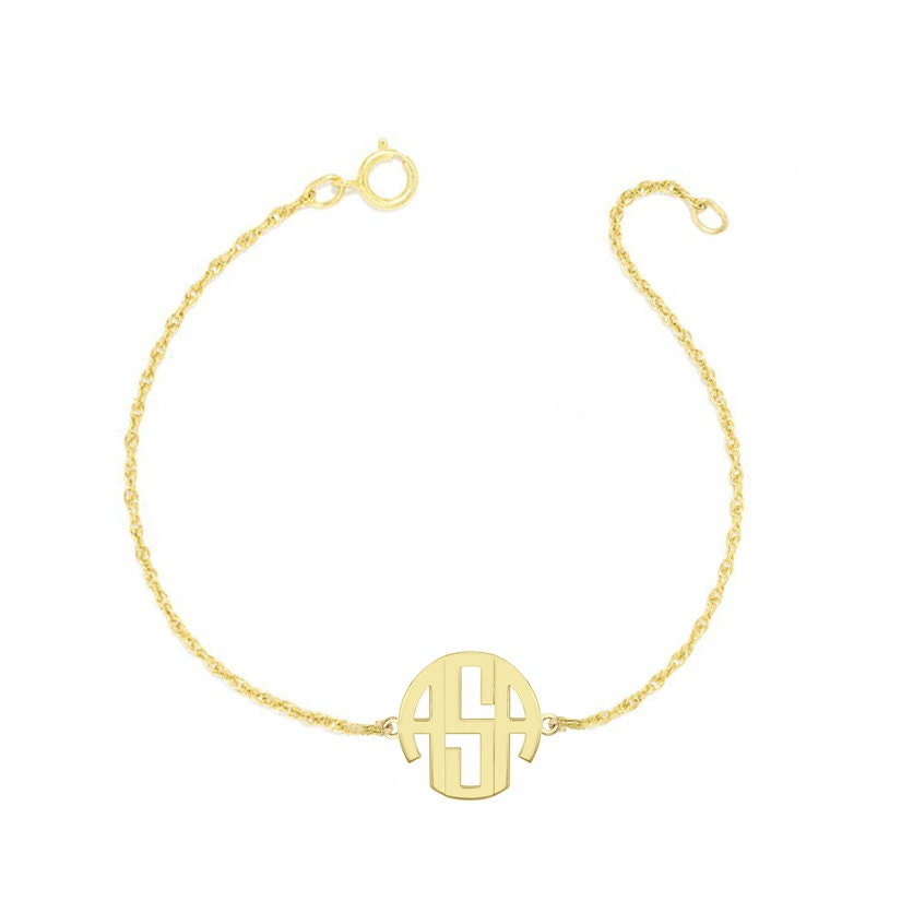 Personalisierte Block Monogramm Armband - 1/2" Benutzerdefinierte 3 Initialen Link in 18 K Gelb Vergoldet 925 Silber Nickel Free Personalisierte Block Monogramm Armband - 1/2" Benutzerdefinierte 3 Initialen Link in 18 K Gelb Vergoldet 925 Silber Nickel Free von YMCpersonalization