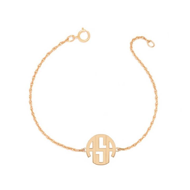 Personalisierte Block Monogramm Armband - 1/2" Benutzerdefinierte 3 Initialen Link in 18 K Rose Vergoldet 925 Silber Nickel Free von YMCpersonalization