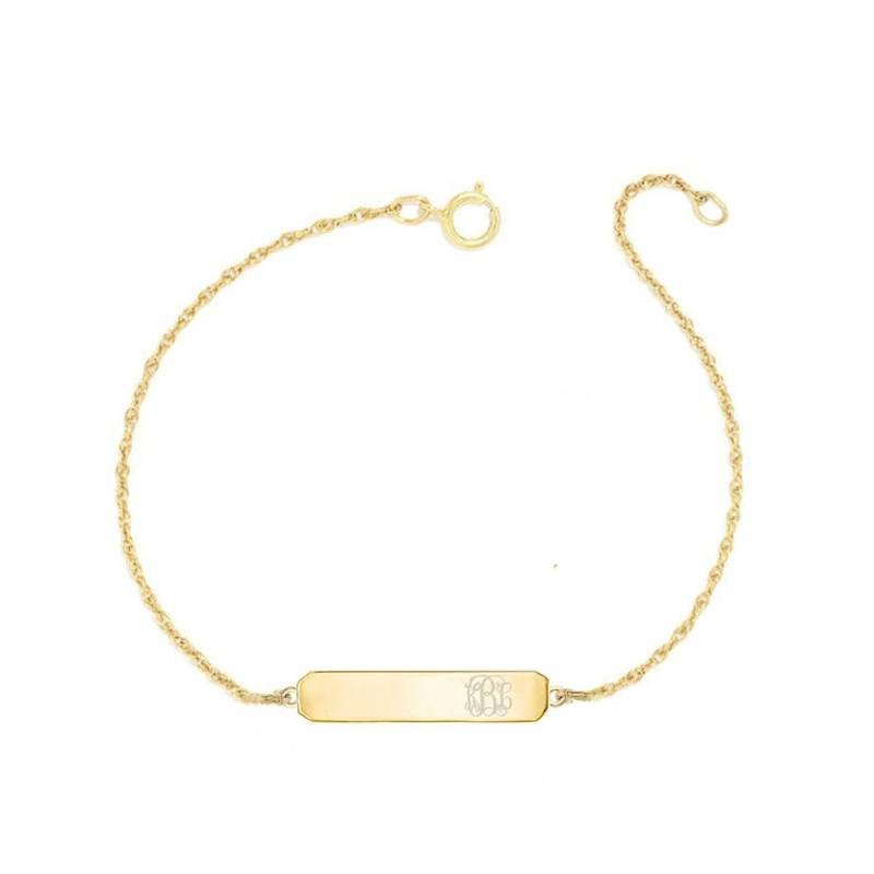 Personalisierte Gold Bar Monogramm Armband - 1" Benutzerdefinierte 3 Initialen Link in 18 K Gelb Vergoldet 925 Silber Nickel Free von YMCpersonalization