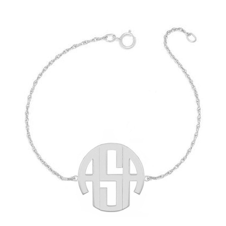 Personalisiertes Blockmonogramm Armband - 3 Initialen Gliederarmband, Initial Monogramm in 925 Silber Nickelfrei von YMCpersonalization