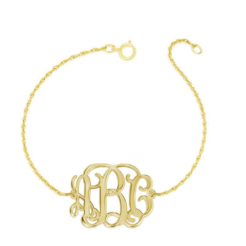 Personalisiertes Gold Monogramm Armband - 3 Initialen Gliederarmband in 18K Gelbgold Vergoldet 925 Silber Nickelfrei von YMCpersonalization