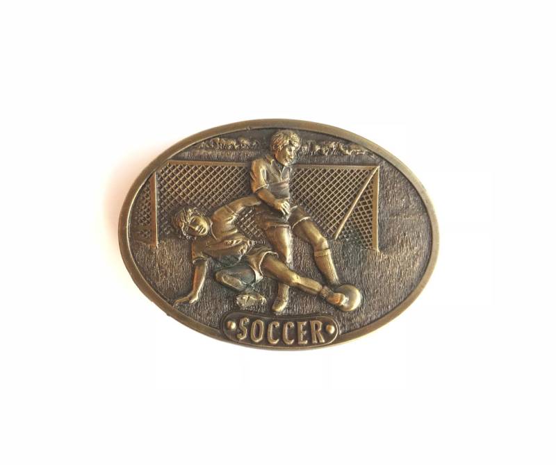 1977-Fußball/Goalie Bergamotte Messing Werke Gürtelschnalle von YMHVINTAGE