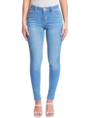 YMI Damen Basic 1-Knopf High Rise Skinny recycelten Fasern Jeans, C08, 39 von YMI