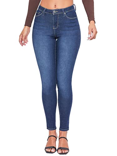 YMI Damen Basic 1-Knopf High Rise Skinny recycelten Fasern Jeans, S08, 41 von YMI