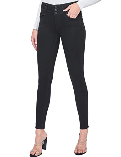 YMI Damen Junior Mid Rise Wannabettabutt 3 Knöpfe Recycelte Fasern Skinny Jeans, W37, 35 von YMI