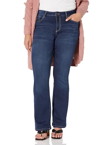 YMI Damen Übergrößen Hyperdenim Super Stretchy Flare Jeans, S02 Midnight Sky Blue, 1X von YMI