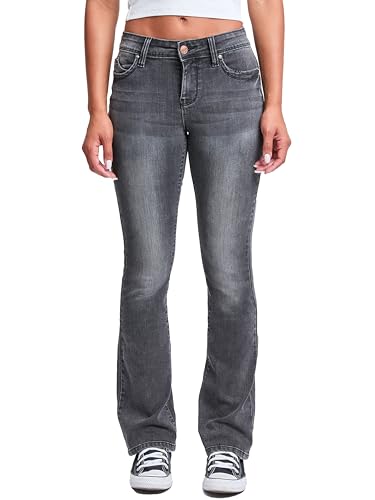 YMI Jeans Damen Wannabettabutt Mid Rise Bootcut Jeans, Schwarz, 41 von YMI