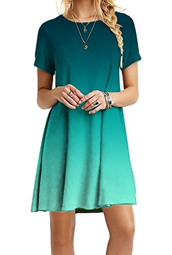 Yming Damen Casual Blusenkleid Übergröße Sommerkleid Lose Minikleid JB-Grün 5XL/DE 50 von Yming