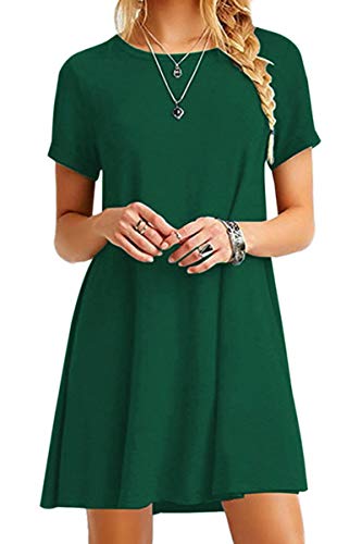Yming Damen Sommer Kleid Casual Kurzarm Kleid Rundhals Basic Blusenkeid Mini Grün S/DE 36 von Yming