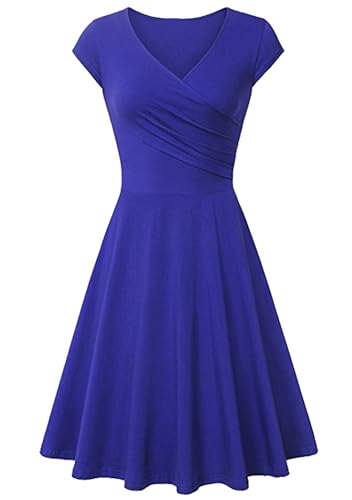 Yming Damen Swing Hem Princess Knie Langes Kleid Audrey Kleid Elegantes Kleid in Übergrößeblau Königsblau L von Yming