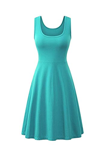 Yming Frauen Rundhals Kleid Ärmellos Kleid Sexy Partykleider Midikleid Hellblau M von Yming