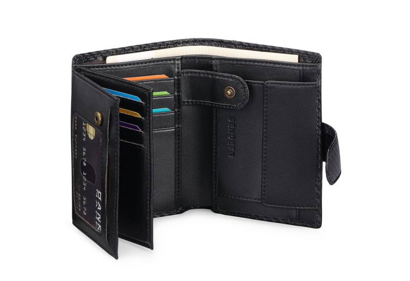 YMQHBS Geldbörse dreifach faltbar großes Echtleder-Geldbörse (packung, Brieftasche), RFID-Schutz von YMQHBS