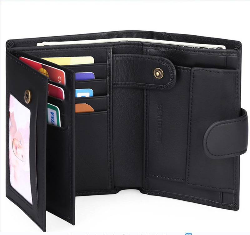 YMQHBS Geldbörse dreifach faltbar großes Echtleder-Geldbörse (packung, Brieftasche), RFID-Schutz von YMQHBS