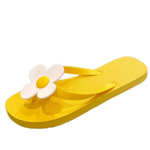 YMWANJUN Flip Flops Damen Sonnenblume Flip-flops Damen Beach Schuhe Flip Flops Sommer Strand Flip Flops-gelb-37 von YMWANJUN