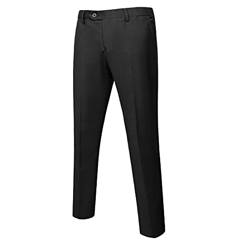 YND Herren Business Anzughose Slim Fit Flex Flat Front Hose, schwarz, X-Groß von YND