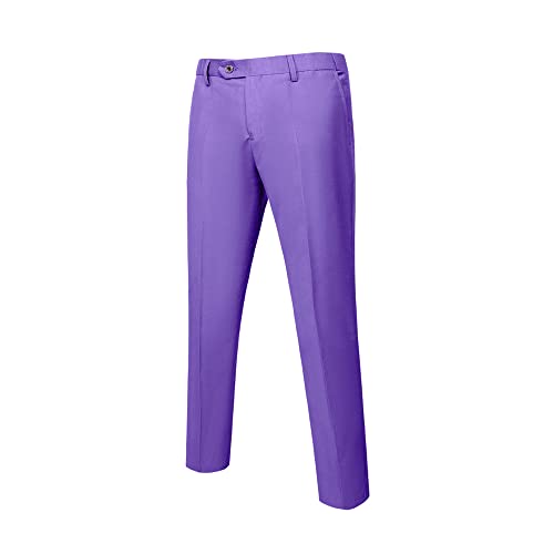 YND Herren Business Anzughose Slim Fit Flex Flat Front Pant, Violett, Groß von YND