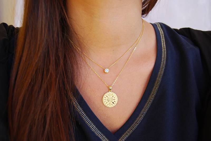 Halskette Aus Sterlingsilber, Medaillon-Halskette, Silber 925 Halskette Aus Sterlingsilber, Medaillon-Halskette, Silber 925 von YNEDAJEWELS