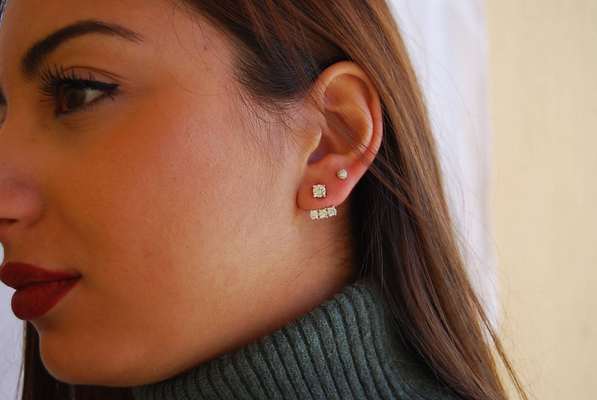 Zierliche Ohrjacke, Cz Ohrringe, Sterling Silber Ohrringe Zierliche Ohrjacke, Cz Ohrringe, Sterling Silber Ohrringe von YNEDAJEWELS