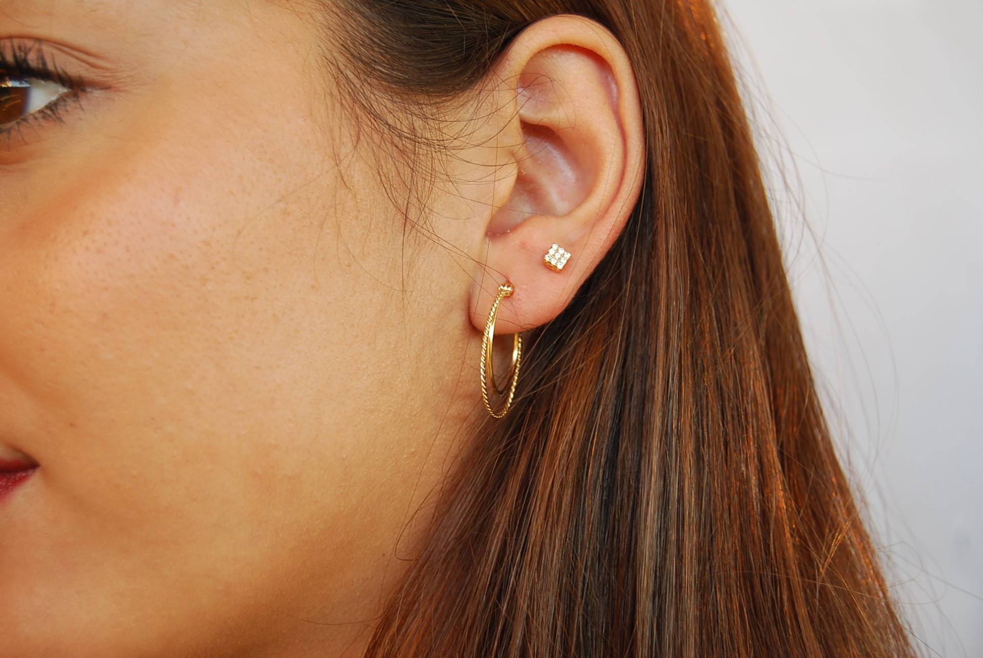 sterling Silber 925 Creolen, Zierliche Doppelkreis-Creolen sterling Silber 925 Creolen, Zierliche Doppelkreis-Creolen von YNEDAJEWELS