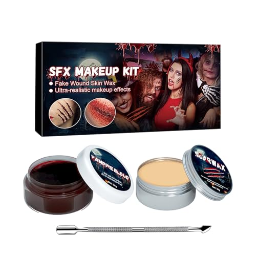 Anfängerfreundliches Halloween-Make-up-Set – Narbenwachs und Kunstblut für gruselige Wunden, Kostümparty-Accessoires für Kinder und Erwachsene von YNGWVHKET
