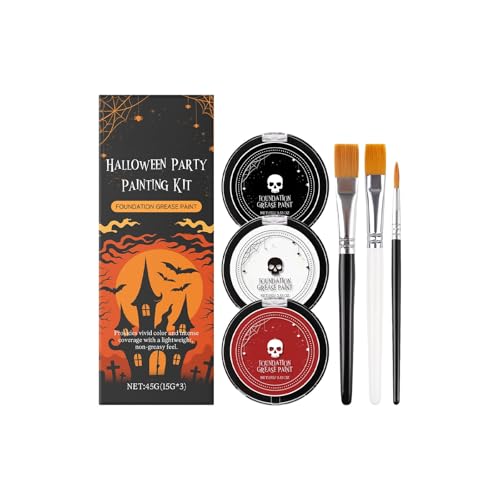 Halloween-Farbset für Kinder und Erwachsene – Gesichts- und Körperschminke-Creme für Anfänger, nicht fettend, geruchsneutral, inklusive Applikator von YNGWVHKET