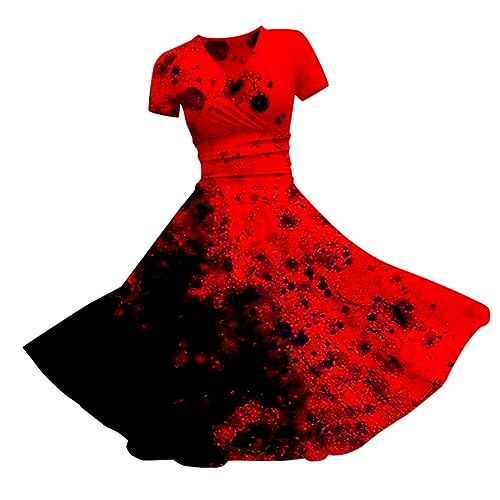 YNIEIAA Halloween Kostüm Damen, Große Größen Schwarz Weiß Rot Sexy Halloween Kleid, Faschingskostüme Vampir Zombie Krankenschwester Pestdoktor Nonne Kostüme Fasching Kostüm Karneval Kostüm für Frauen von YNIEIAA