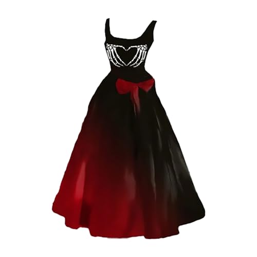 YNIEIAA Kostüm Halloween Schwarzes Henley Ausschnitt Kurzarm Halloween Kostüm Teenager Mädchen Große Größen Abendkleid Bühnenkostüme für Weibliches für Festlich von YNIEIAA