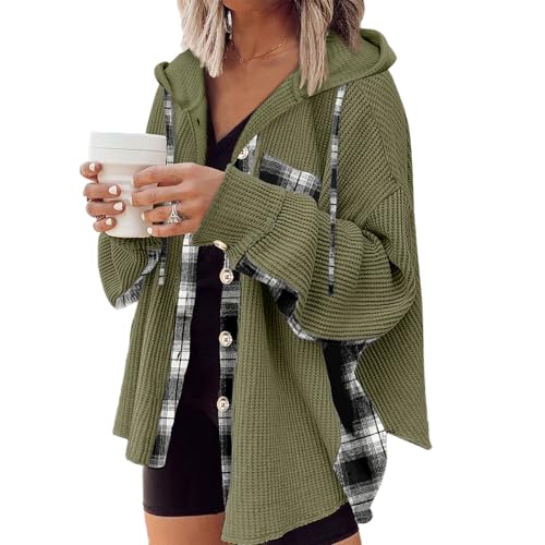 YNIQUE Damen Hemdjacke Knöpfen Karierte Jacke Langarm Shacket Mantel Waffelstrick Jacke Hemdbluse mit Knöpfen Oberteile Knöpfen YNIQUE Damen Hemdjacke Knöpfen Karierte Jacke Langarm Shacket Mantel Waffelstrick Jacke Hemdbluse mit Knöpfen Oberteile Knöpfen von YNIQUE