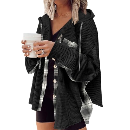 YNIQUE Damen Hemdjacke Knöpfen Karierte Jacke Langarm Shacket Mantel Waffelstrick Jacke Hemdbluse mit Knöpfen Oberteile Knöpfen YNIQUE Damen Hemdjacke Knöpfen Karierte Jacke Langarm Shacket Mantel Waffelstrick Jacke Hemdbluse mit Knöpfen Oberteile Knöpfen von YNIQUE