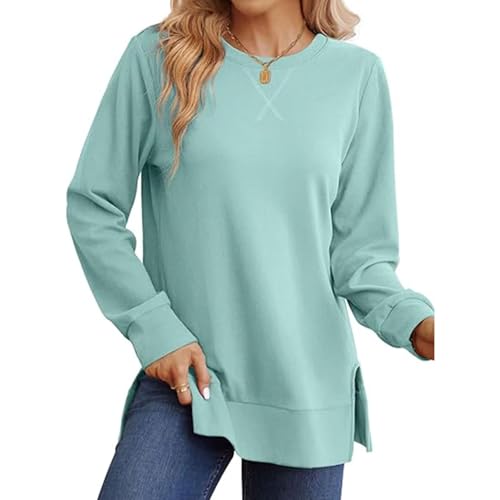 YNIQUE Damen Sweatshirt Pullover Basic Langarmshirt Oversize Rundhals Langarm Pulli Herbst Winter Casual Oberteile Tops von YNIQUE