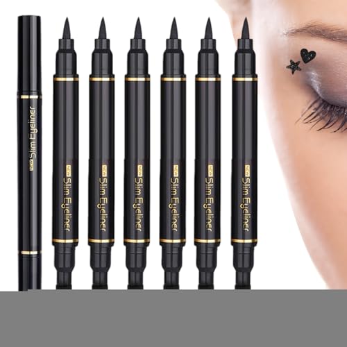 YNPQTDS Augen Liner Stempel - Doppelkopf Eyeliner Stempel Set | 6 Stück Wasserdicht Verwischfest Kosmetik Für Reise Bühne Auftritt Cosplay von YNPQTDS