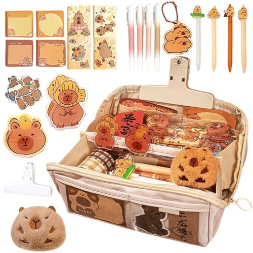 YNPQTDS Federmäppchen,9-Fach Großes Fassungsvermögen Capybara Stiftemäppchen Etui | Stifteorganizer Mit Mehreren Fächern Für Teenager Mädchen Frauen Kinder College Rucksack von YNPQTDS