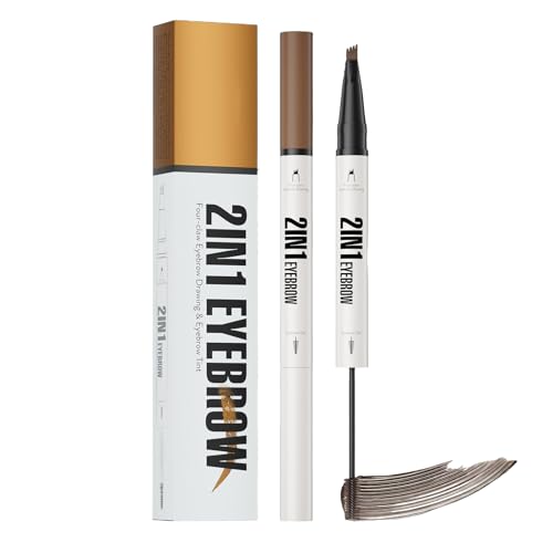 YNPQTDS Flüssiger Augenbrauenstift | 2-in-1 Mikrofüllung Stift und Gel für Augenbrauen,Schweißfest Wasserdicht Für Besondere Anlässe von YNPQTDS