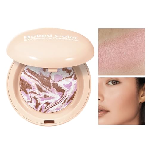 YNPQTDS Gebackene Foundation Für Reife Haut - Highlighter-Puder | Natürliches Leichtes Aufhellendes Konturierung Make-up Mit Integriertem Spiegel Für Empfindliche Trockene Fettige Haut Und von YNPQTDS