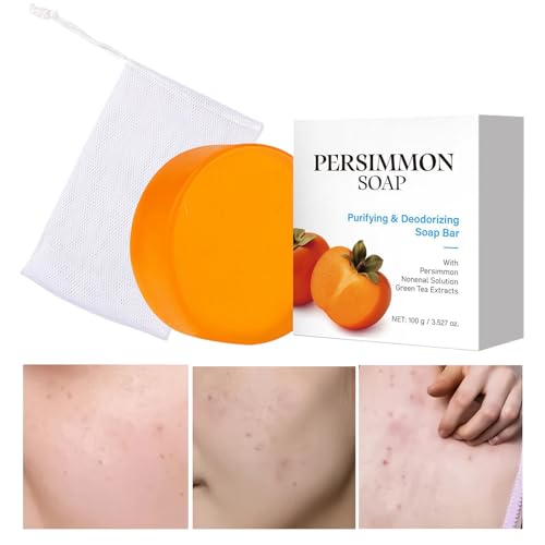 YNPQTDS Reinigungsseife für das Bad | Geruchsneutralisierend Sanft Reinigende Kaki-Frucht Seife - Leichtes Hautreinigungs Produkt Mit Dichtem Schaum Für Damen Herren Familie von YNPQTDS