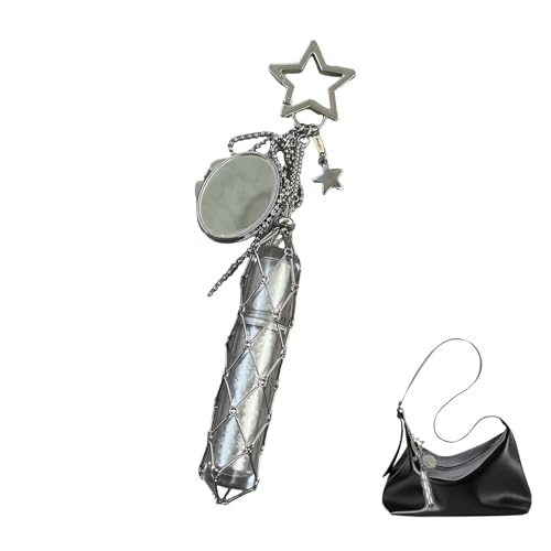 YNPQTDS Schlüsselanhänger für Lippenpflege Halter,Tragbarer Organizer - Lippenstift Halter mit Spiegel - Für Damen Mädchen Aufbewahrung Zuhause Reise Pendeln Rucksack von YNPQTDS