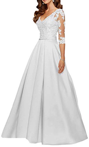 Ladies V-Neck Ball Gown Lace Style Applique Long Bridal Dress von YNQNFS