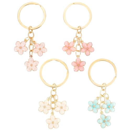 4 Stück Niedliche Blumen-Schlüsselanhänger Schlüsselanhänger Blume Aesthetic Blume Schlüsselanhänger Tasche Anhänger Cute Schlüsselanhänger Blume Kirschblüten Blumen-Schlüsselanhänger für Frauen von YNR