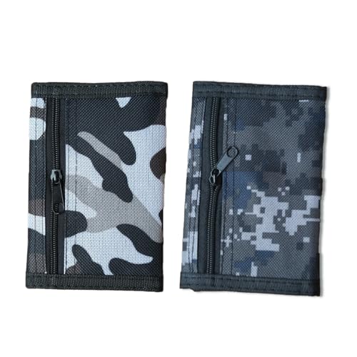 Schlanke Camouflage-Geldbörse Reisen Sport Münzgeldbörse Zipper Herren Trifold Camouflage Geldbörsen Dreifach Gefaltete Münzbörse Trifold Leinwand Outdoor Sport Brieftasche Mini Coin Geldbörse 2 Stück von YNR